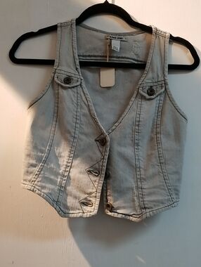 Mango Light Gray Denim Vest